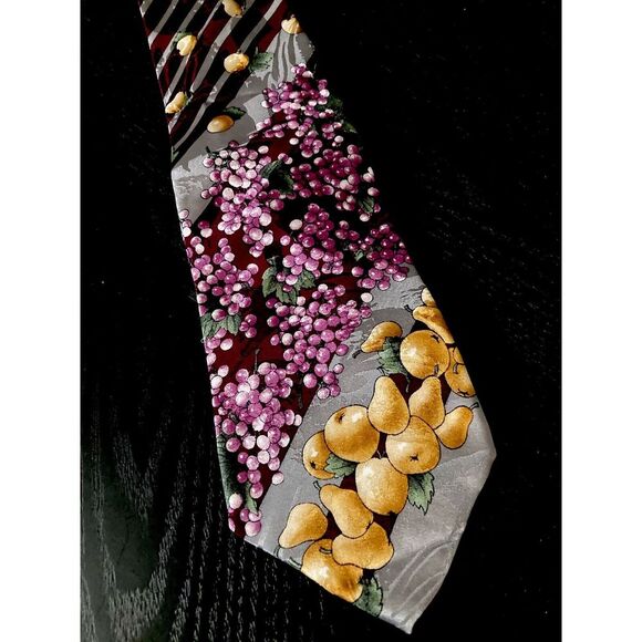 Anthony Sicari 100% Silk Men's Neck Tie Multicolor Fruit Pear Themed Tie NEW! - Picture 3 of 4